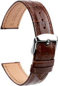 Classic Crocodile-Embossed Brown Genuine Leather Watch Band