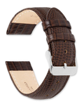 Dark Brown Reptile-Embossed Genuine Leather Watch Band
